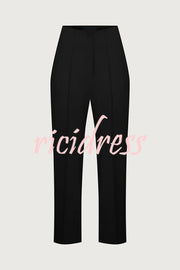 Exquisite and Fashionable High Waist Pocketed Straight Leg Pencil Pants