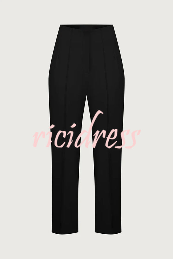 Exquisite and Fashionable High Waist Pocketed Straight Leg Pencil Pants