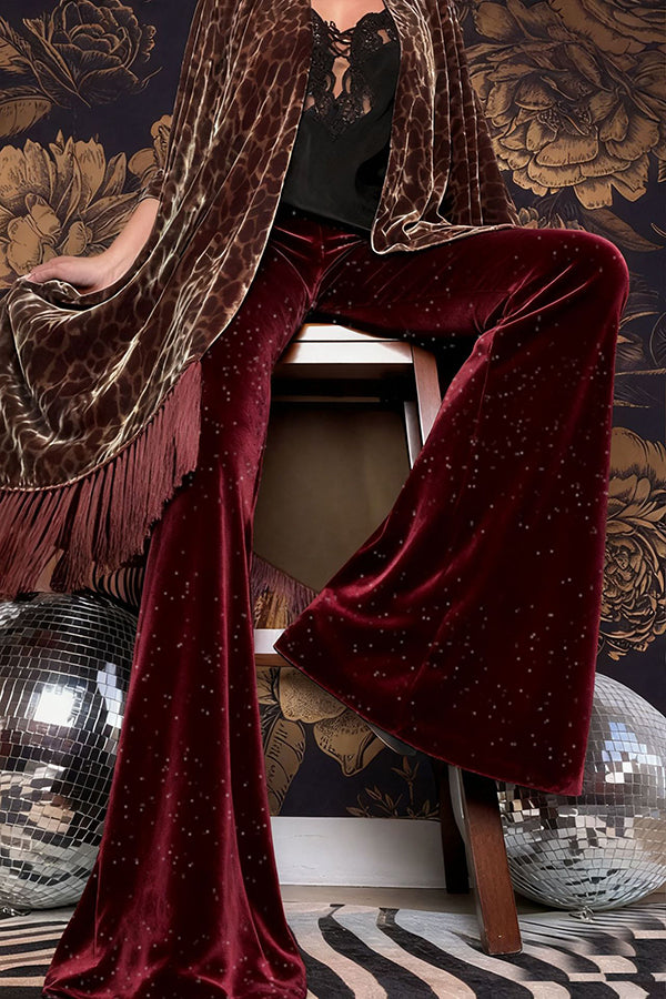 Stylish Velvet High-waisted Draped Casual Flared Pants