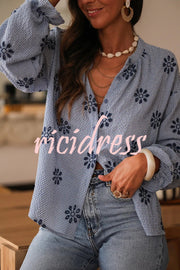 Fashionable Embroidered Floral Casual Long-Sleeved Loose Top