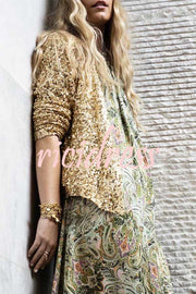 I'm Down To Party Sequin Open Front Crop Jacket