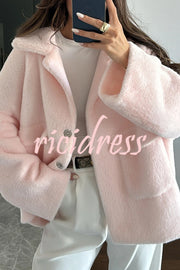 Fashion Lapel Long Sleeve Loose Furry Coat