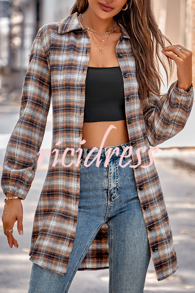 Check Single Breasted Casual Long Sleeve Shirt
