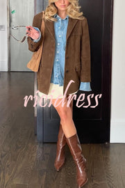 Vintage Lapel Long Sleeve Buttoned Loose Jacket