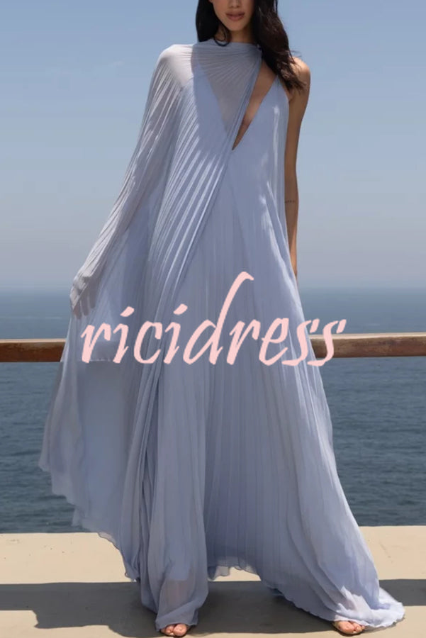 Fairy Comes Chiffon Pleated Cloak A-line Maxi Dress