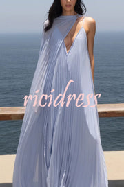 Fairy Comes Chiffon Pleated Cloak A-line Maxi Dress