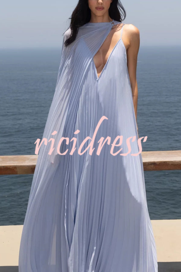 Fairy Comes Chiffon Pleated Cloak A-line Maxi Dress