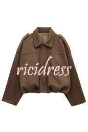 Fashion Lapel Long-sleeved Casual Bomber Jacket