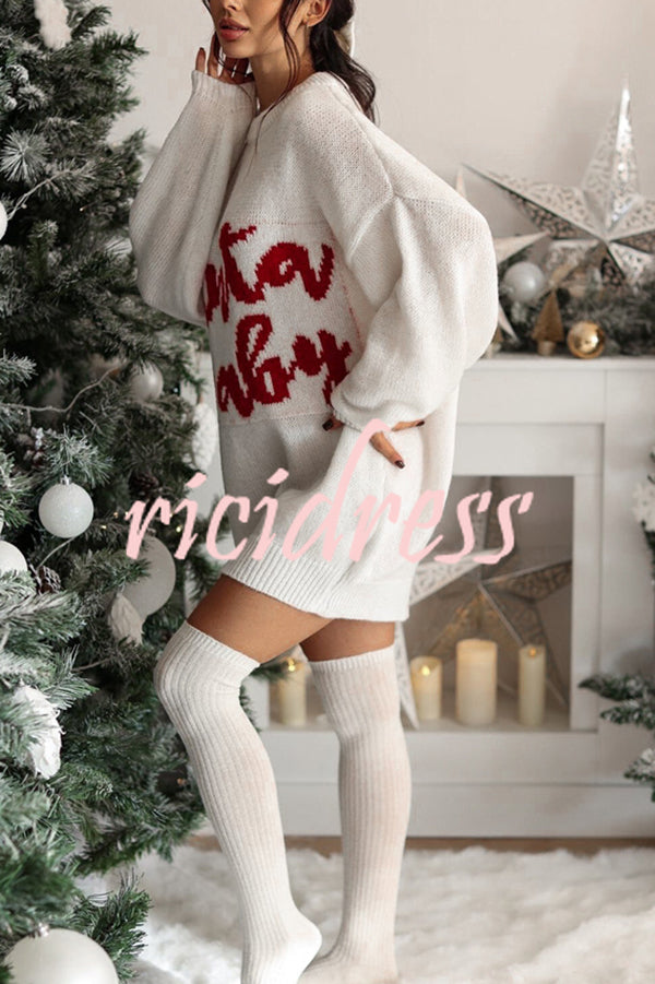 Santa Baby Loose-fitting Long-sleeved Mid-length Knit Sweater
