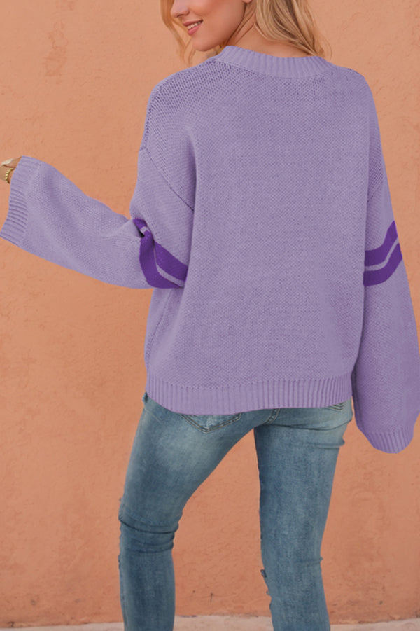 Fashionable Heart-shaped Jacquard Long-sleeved Loose Knit Sweater