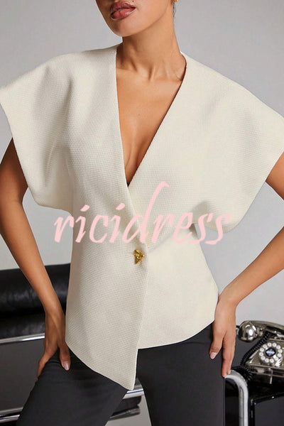 Fashion Button V-neck Asymmetrical Suit Vest