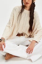 Solid Color Loose-fitting Crew Neck Short Knit Sweater