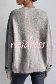 Essnce Star Pattern Crew Neck Long Sleeve Sweater