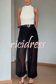 Autumn Avenue Chiffon See-Through Elastic Waist Aladdin Bloomers Pants