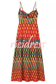 Jamila Unique Printed Sexy Backless High Rise Suspender Maxi Dress