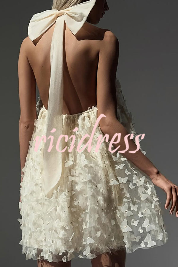 Stylish Backless Bow Elegant Butterfly Loose Mini Dress