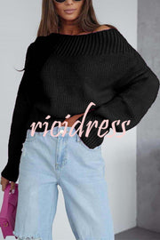 Solid Color Long-sleeved Round Neck Loose Knitted Sweater