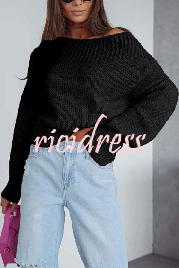 Solid Color Long-sleeved Round Neck Loose Knitted Sweater