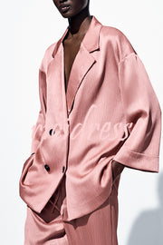 Fashionable Wrinkled Lapel Long-sleeved Loose Blazer