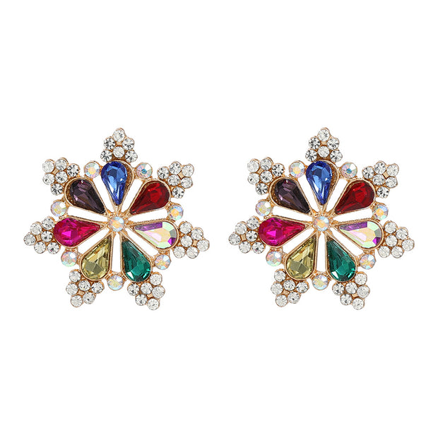 Exaggerated Diamond Flower Earrings