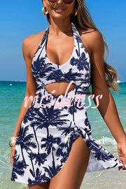 Fashionable Halterneck Waist Hollow Stretch One-piece Swimsuit