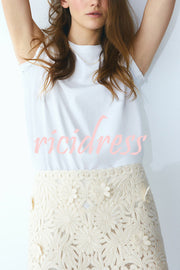 Fashion Floral Hollow Embroidery Slim Mini Skirt