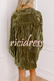 Solid Color Velvet Light-sensitive Drape Loose Shirt