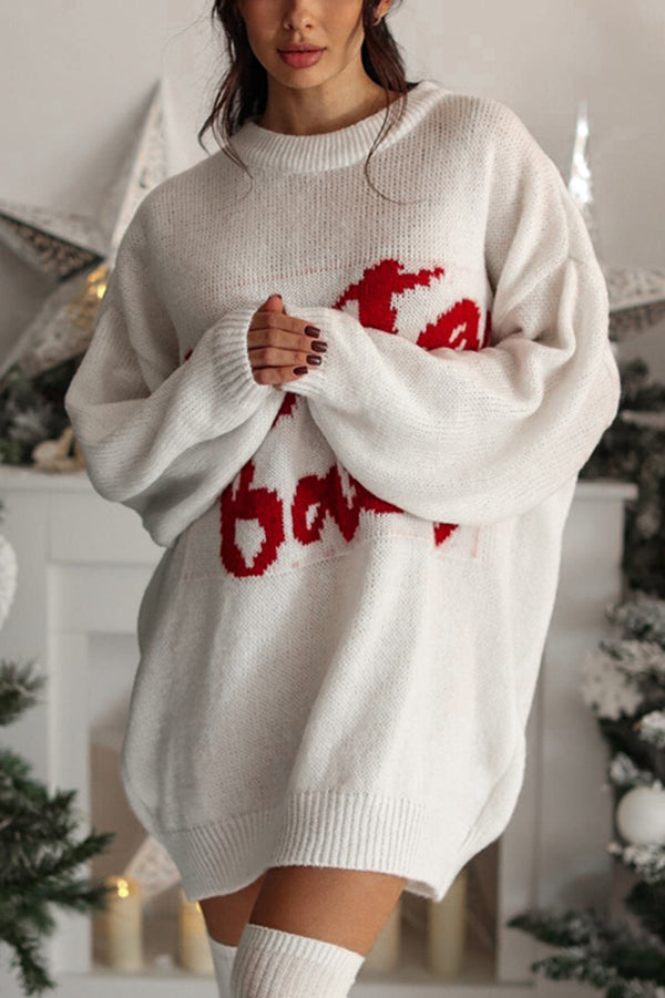Santa Baby Loose-fitting Long-sleeved Mid-length Knit Sweater