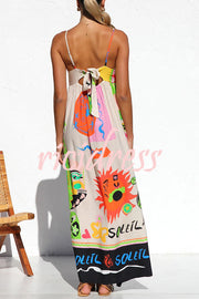Rosalinda Unique Print Back Tie-up Lightweight Maxi Dress