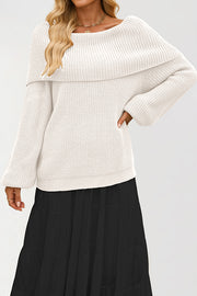 Solid Color Loose Off-shoulder Long-sleeved Casual Knit Sweater