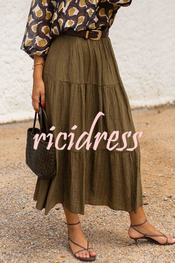 Solid Color Splicing Casual Vacation Maxi Skirt