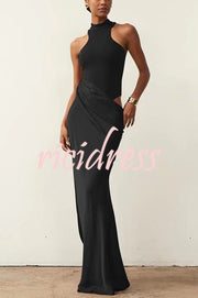 Sexy Sleeveless Slim Waist Hollow Out Maxi Dress