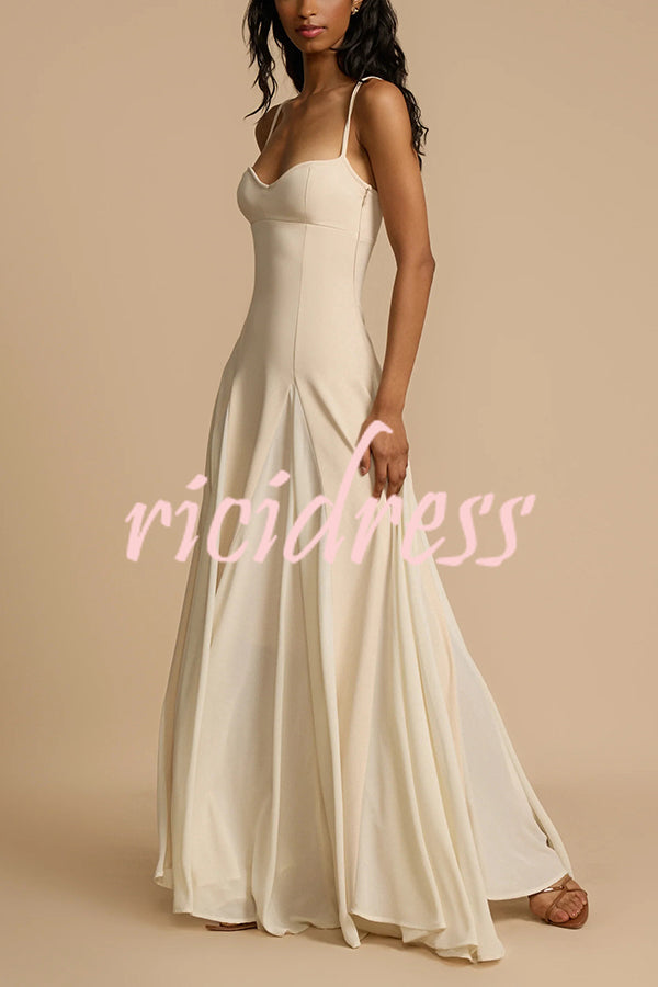 Timeless Elegance Panelled Tulle A-line Slip Maxi Dress