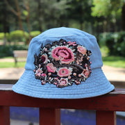 Fashionable Ethnic Style Embroidered Denim Bucket Hat