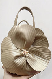 Fashionable 3D Petal Flower Solid Color Collar Handbag (including Lining)