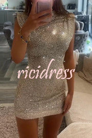 Adorable Sexy Vibes Sequin Wide Sleeve Mini Dress