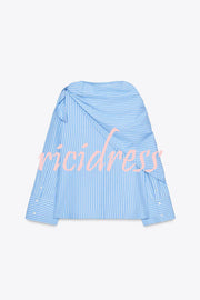 Meliora Striped Multi Position Scarf Long Sleeve H-line Shirt