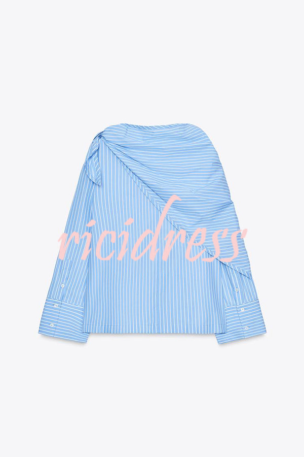 Meliora Striped Multi Position Scarf Long Sleeve H-line Shirt