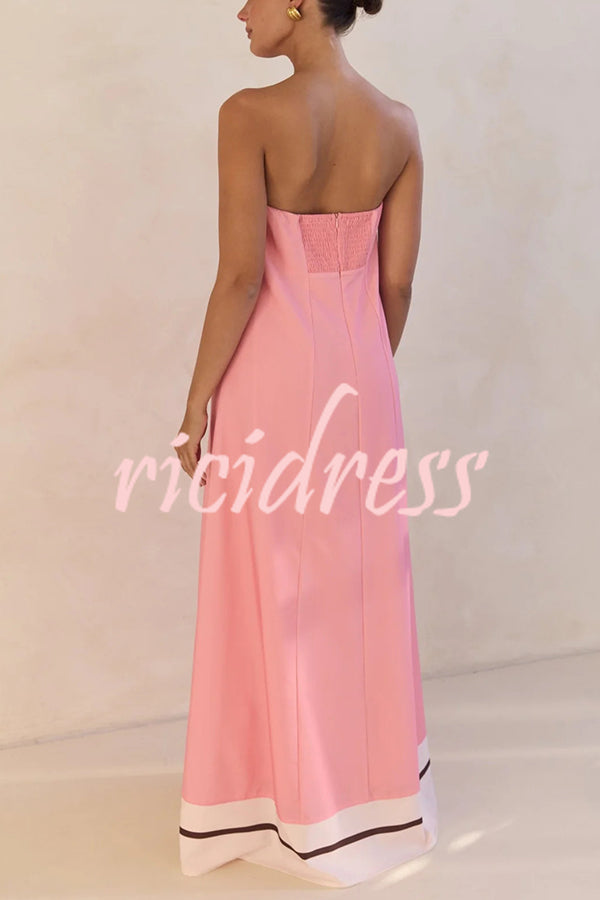 Unique Print Sexy Tube Top Back Zipper Loose Maxi Dress