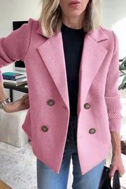 Fashion Lapel Stitching Long Sleeve Casual Button Loose Coat