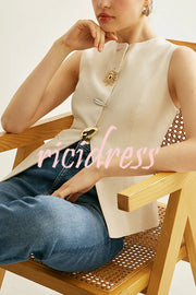 British Elegant Sun-decorated Sleeveless Versatile Vest