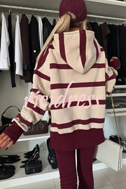 Fashion Loose Casual Hooded Long Sleeve Sweatshirt and Elastic Waist Leggings Set