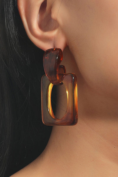 Vintage Amber C-shaped Resin Earrings