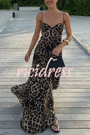 In The Maldives Leopard Waisted A-line Slip Maxi Dress