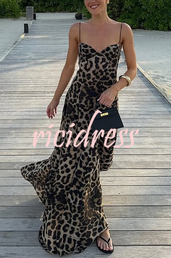 In The Maldives Leopard Waisted A-line Slip Maxi Dress