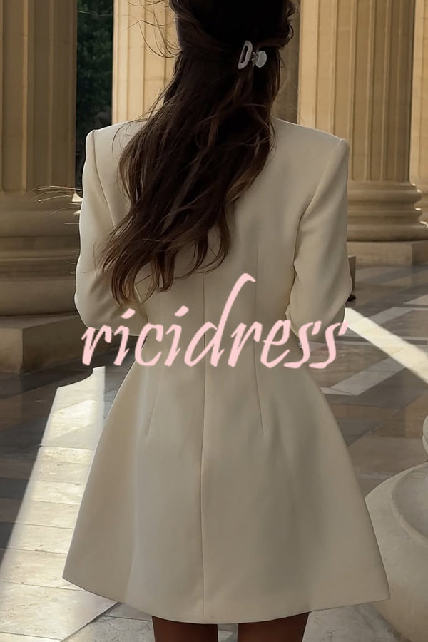 Solid Color Long-sleeved Slim-fit Button-down Casual Mini Dress