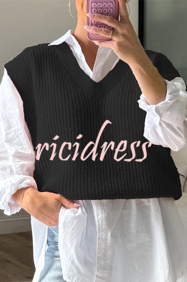 Solid Color V-neck Sleeveless Casual Loose Vest