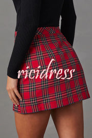 Gift Me Plaid Hidden Zip Structured Waistband Mini Skirt