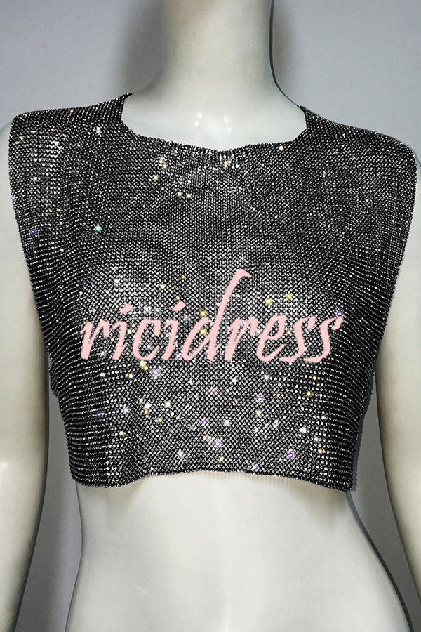 Sexy Metallic Rhinestone Backless Chain Vest