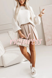 Solid Color Loose Open Back Bow Knitted Casual Sweater